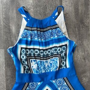 ELIZA J Blue Halter Neck Scarf Print Maxi Dress